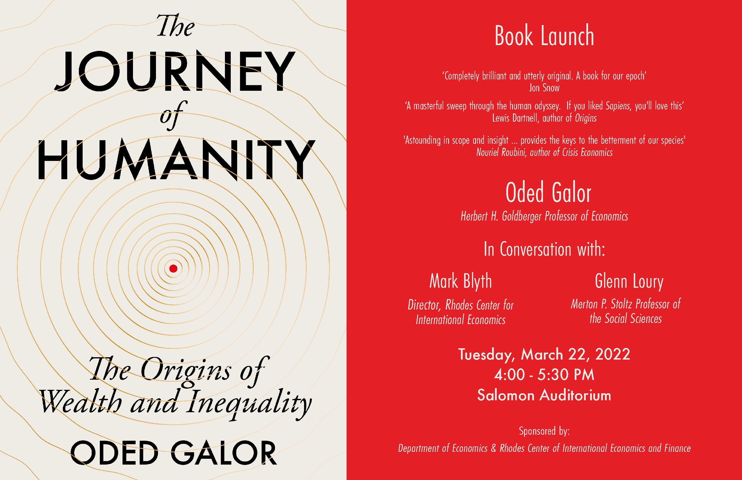 Book Launch – Brown University – Oded Galor